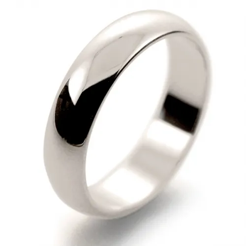 D Shape Medium - 5mm White Gold Mens Weddings Rings